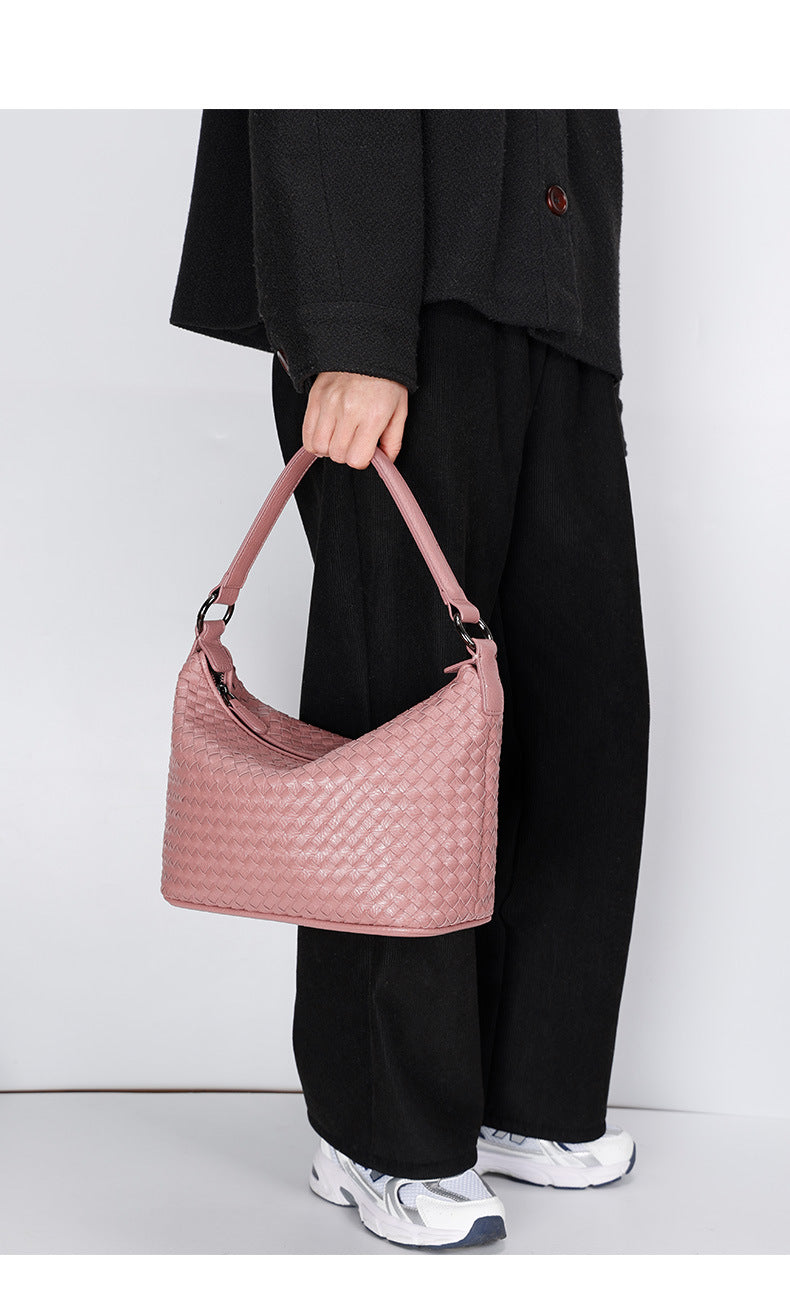 New Simple Basket Bag for Women, Single Shoulder Bag, Underarm Bag, Versatile Handwoven Design, Large Capacity Women's Bag