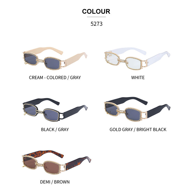 Korean Style gm Big Brand Same Style Sunglasses for Women Small Frame Hanging Ring Sunglasses for Men ins Diamond-encrusted Sunscreen Internet Celebrity Sunglasses