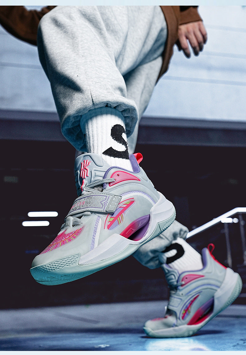 Summer Trendy Fashion Breathable Comfortable Sports Men's Shoes Youth High Elastic Practical Wear-resistant Rubber Sole Basketball Shoes