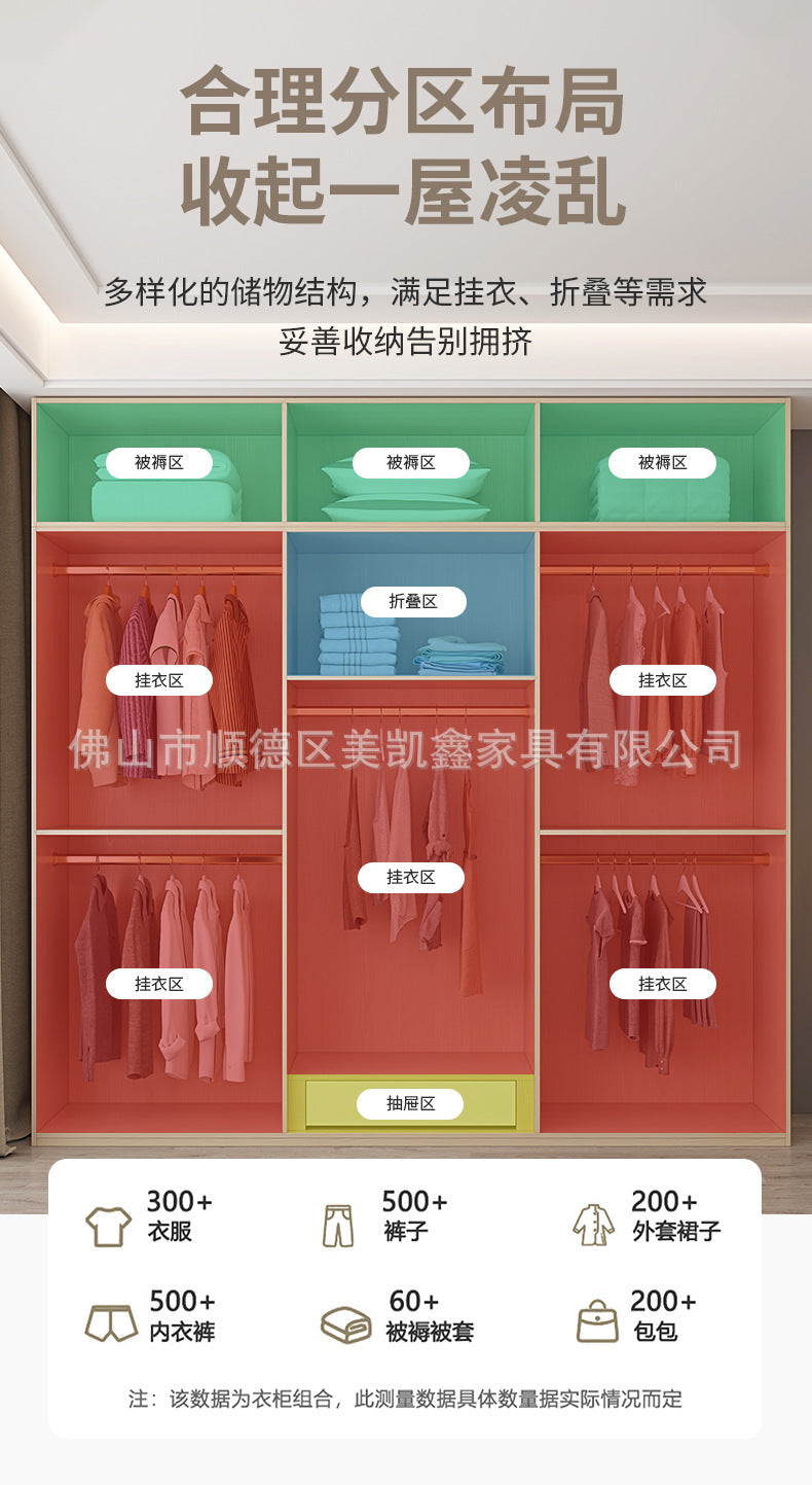 Wardrobe for Home Bedroom Modern Simple Double Door Economical Storage Cabinet for Rental Small Apartment Children's Wardrobe