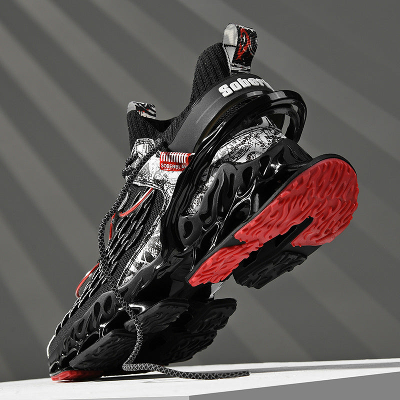 Chinese Style Men's Shoes Spring and Autumn Running Shoes Basketball Sports Shoes Ultra-light Shock-absorbing Breathable Running Blade Shoes Chinese Style Design