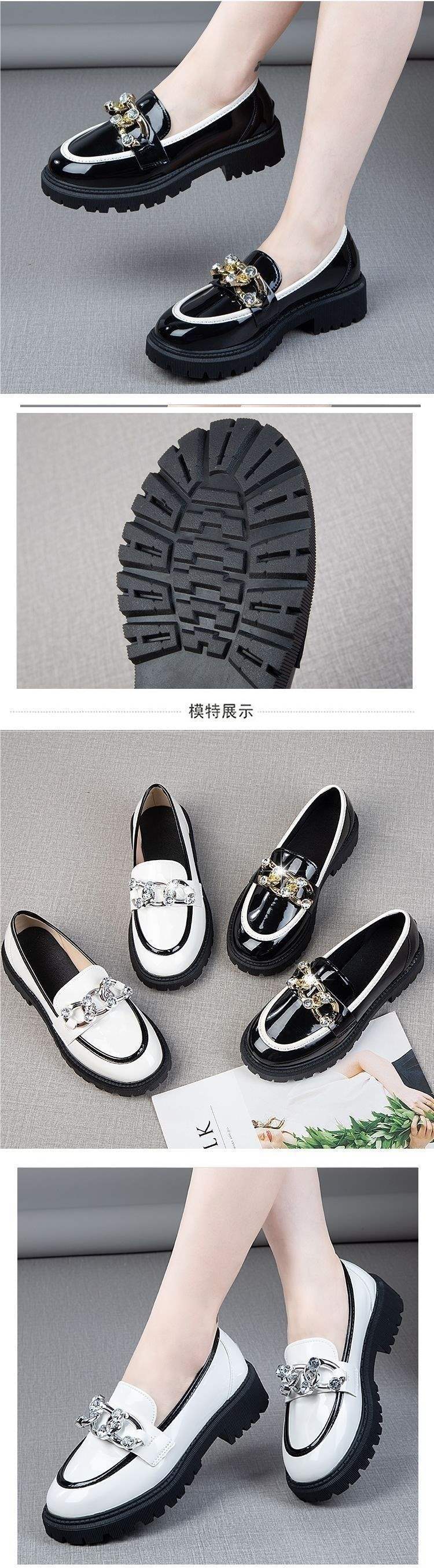 Women's Brand Single Shoes2025New versatile soft-soled slip-on loafers British style round toe shoes