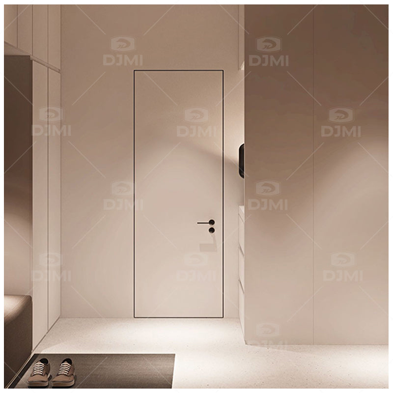 Modern Latest Design Aluminum Hidden Frame Interior Wooden Door Invisible Hinge Interior Sliding Wooden Door
