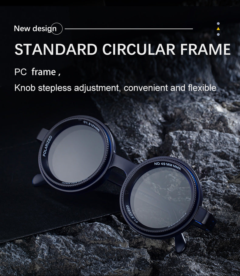 Nighttime Driving Glasses Round Frame ND Adjustable Zoom Men's Sunglasses2025New Polarized Sunglasses