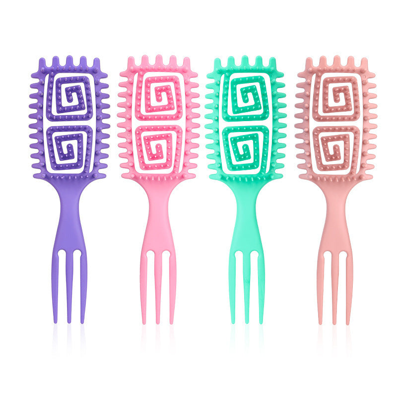 Bounce Curl Defining Styling Comb Smooth Hair Hollow Tail Three-Prong Scalp Cleaning Comb Sea King Curl Hair Styling Comb