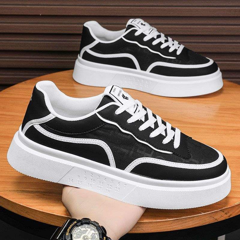 Men's White Sneakers Trendy Casual Shoes Summer Versatile New Breathable Height-Increasing Thick-Soled Sports Shoes HJ18807