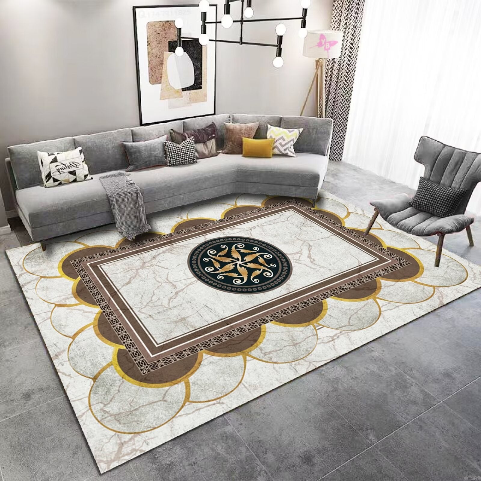 Living Room Carpet Stain-Resistant Easy Care Crystal Velvet Carpet Non-Slip Wear-Resistant Home Light Luxury Style Bedroom Bedside Rug Full Coverage