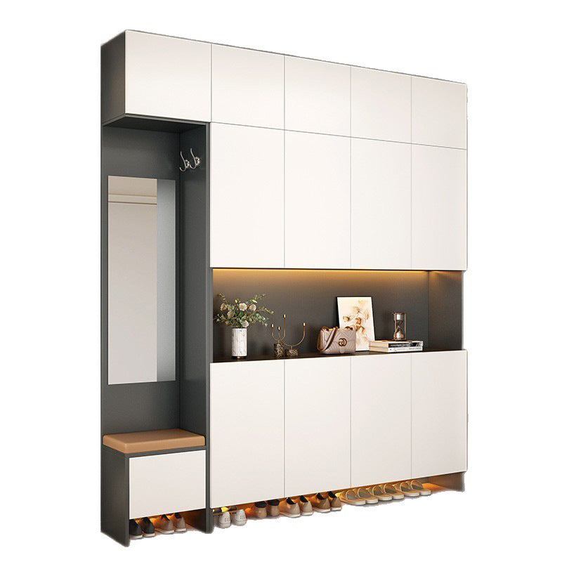 Custom Full Aluminum Shoe Cabinet for Home Entrance, Integrated Bench and Large Capacity Storage for Living Room Entryway Design
