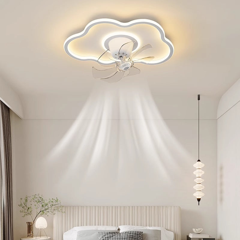 Shaking Head Fan Light Bedroom Ceiling New Ultra-Thin Cloud Light Children's Room Light360Eye Protection Smart Ceiling Fan Light