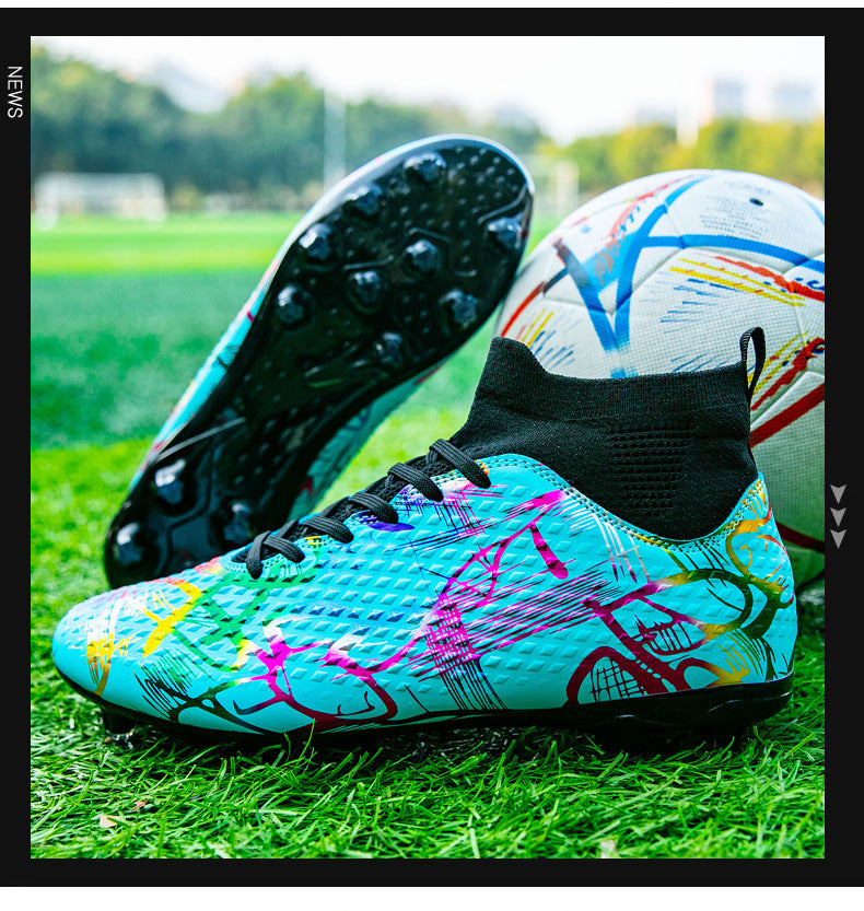 Youth Football Shoes Men and Women Long Spikes Adult Professional Sports Training Shoes Artificial Grass Non-Slip Wear-Resistant Competition Shoes