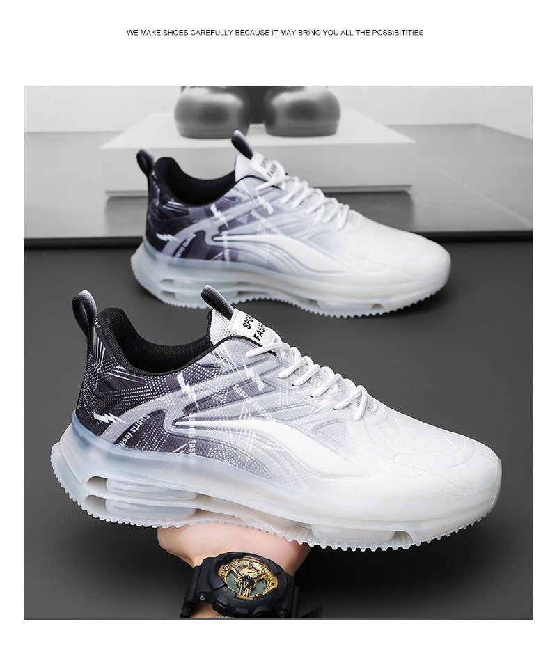 Men's Sports Shoes Spring and Autumn Ice Silk Hot Style Air Cushion Shock Absorption Trendy Men's Shoes Youth Running Shoes Student Casual Running Shoes