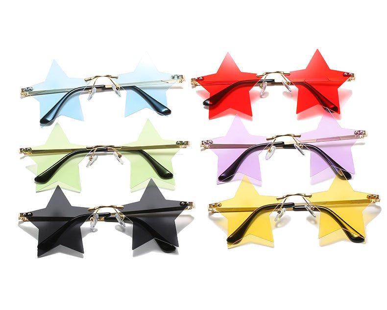 Five-Pointed Star Sunglasses for Women, Rimless Street Style, Unique Sunglasses for Women, European and American Party, Dance, Quirky Couple Glasses