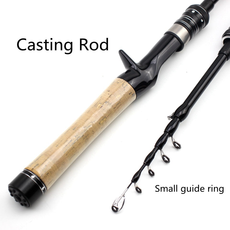 Portable Telescopic Lure Rod ul European and American Style Carbon Fiber Short Section Fishing Rod with Cork Handle