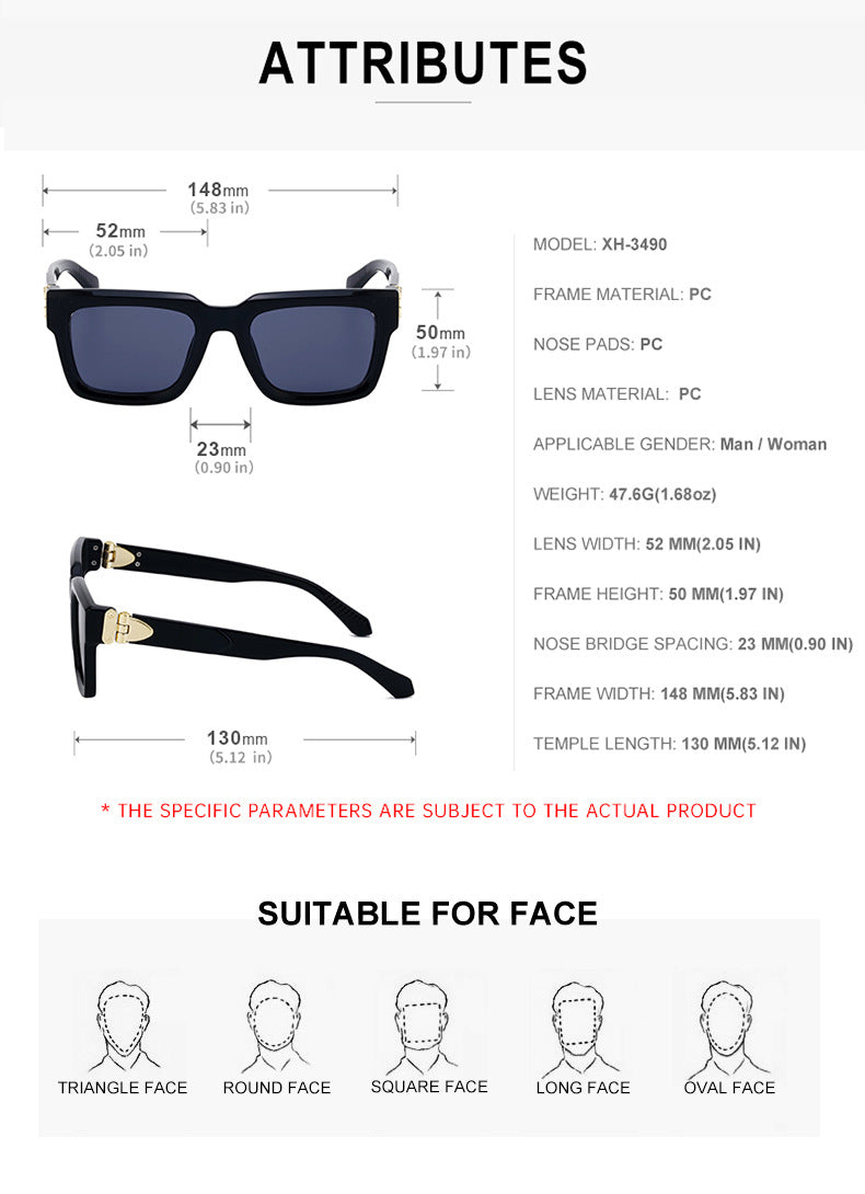 2025 New European and American Style Square Frame Sunglasses for Men High-end Feel 0k Rich Man Sunglasses Men Trendy sunglasses