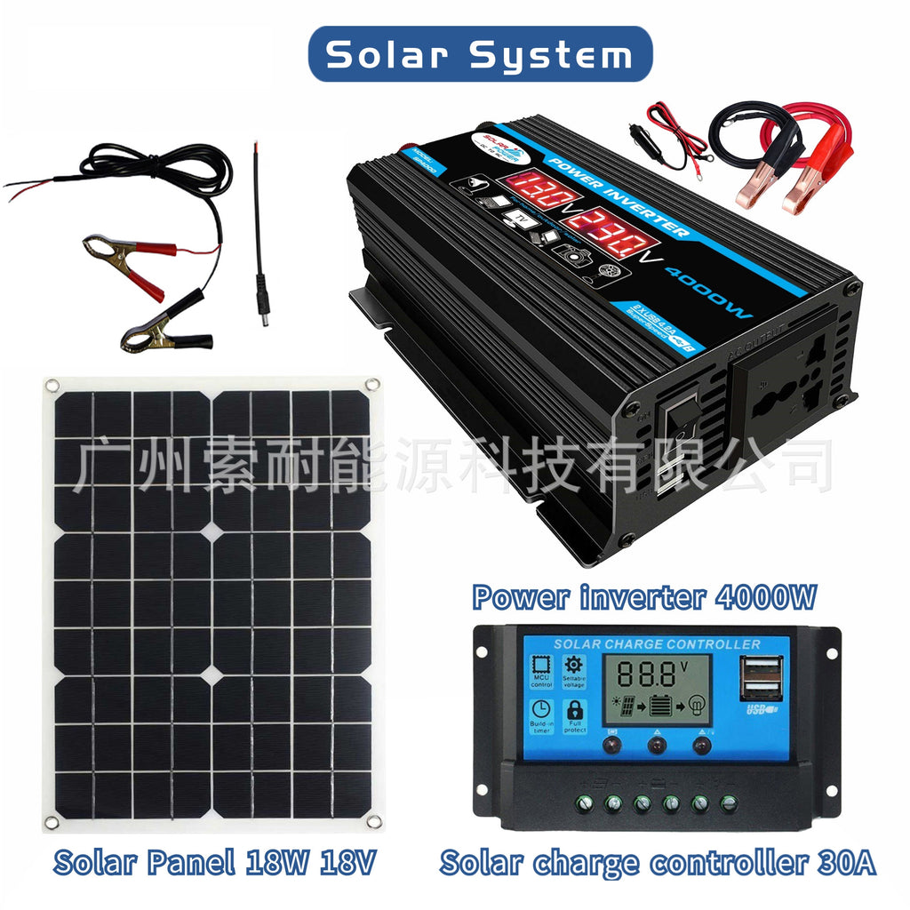 Solar Energy Kit System: 12V Inverter 18W Solar Panel 30A Controller Solar System