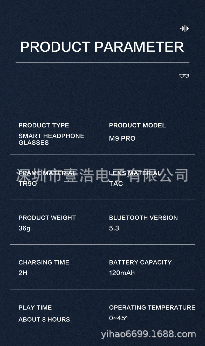 New M9pro Smart Bluetooth Glasses ai Translation Sports Cycling Fishing Polarized Multifunctional Glasses