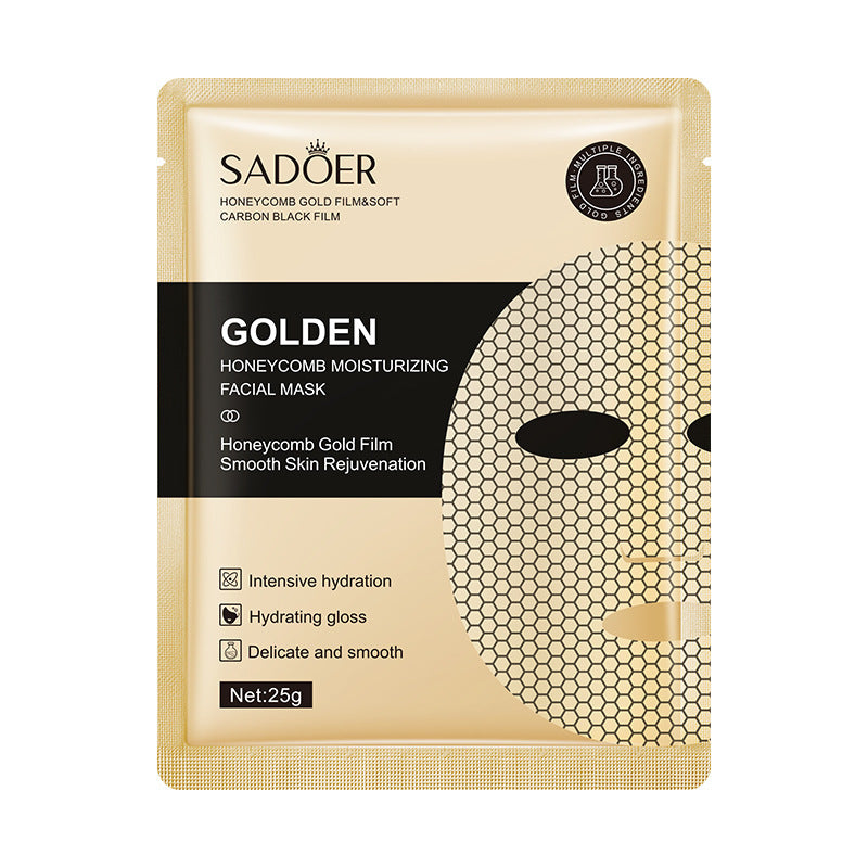 Full English Gold Mask SADOER Golden Honeycomb Mask Sheet Pack Moisture replenishment  Foreign Trade Wholesale