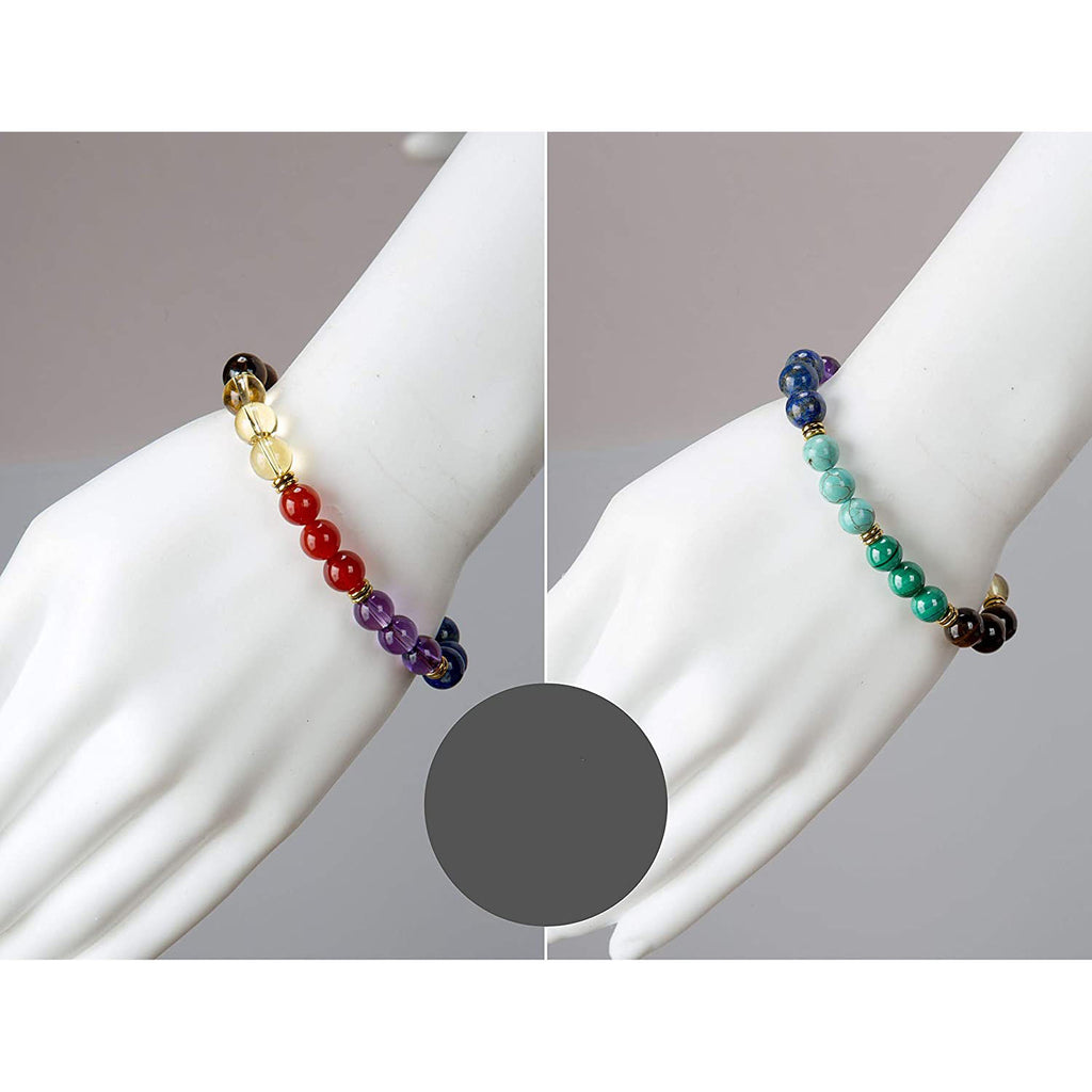European and American Crystal Bracelet8MM Beaded Natural Stone White Pine Malachite Colorful Elastic Bracelet
