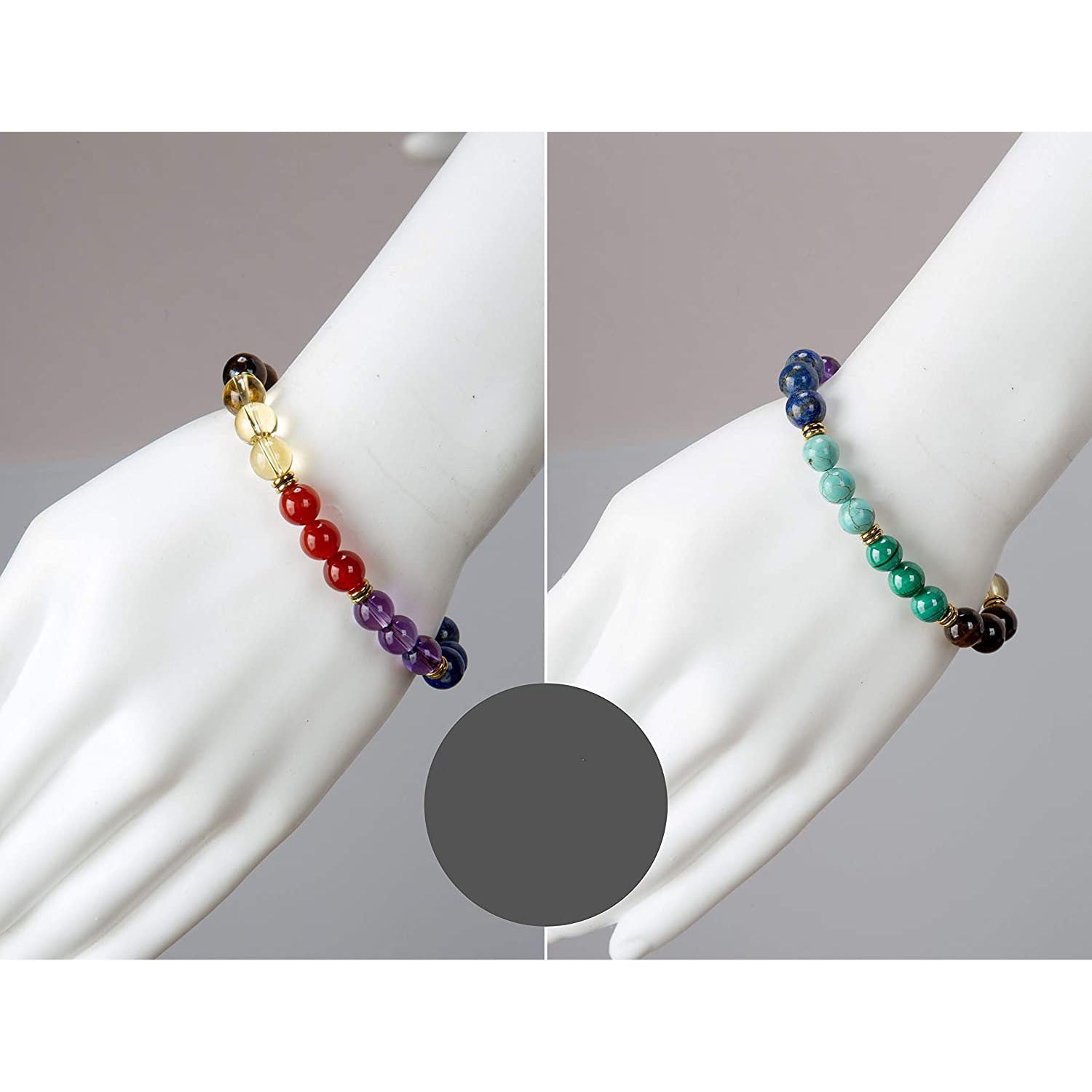 European and American Crystal Bracelet8MM Beaded Natural Stone White Pine Malachite Colorful Elastic Bracelet
