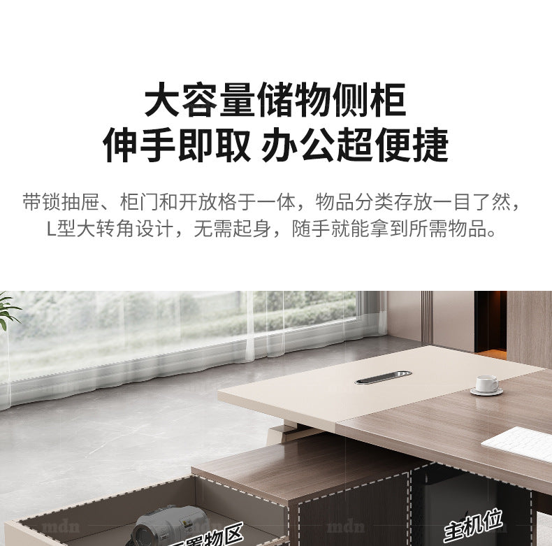 Office Desk Boss Desk and Chair Set Manager Supervisor Light Luxury High-End Office Desk and Chair Set Executive Office Desk