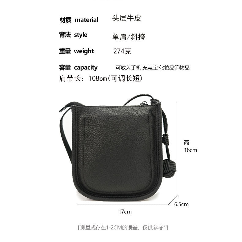 Genuine Leather Small Bucket Bag Trendy Small Bag for Women Fashion Woven Ball Phone Bag Versatile Shoulder Crossbody Bag