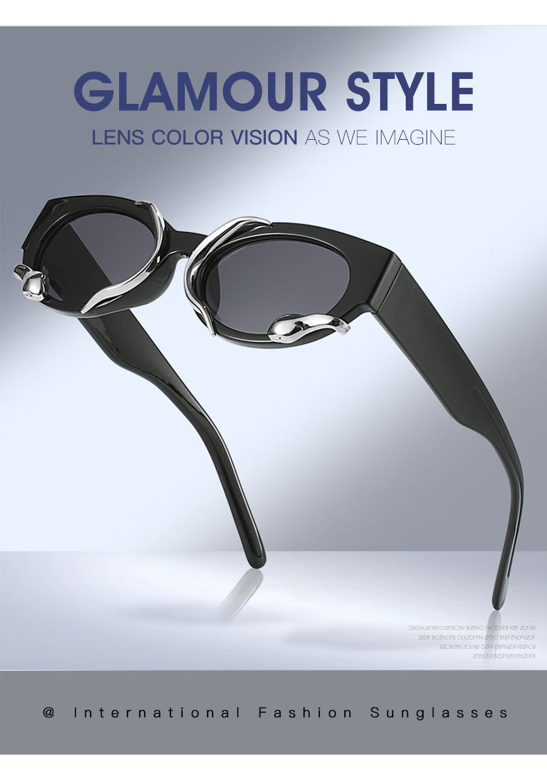 gm Same Style Women's Sunglasses Snake Small Frame Sunglasses High-End Steampunk Cat Eye Glasses shades