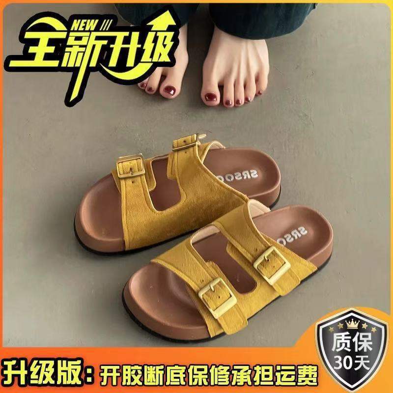 Platform Slippers Women's Summer Outerwear2025New Super Hot Beach Slip-On Yellow Birkenstock Sandals