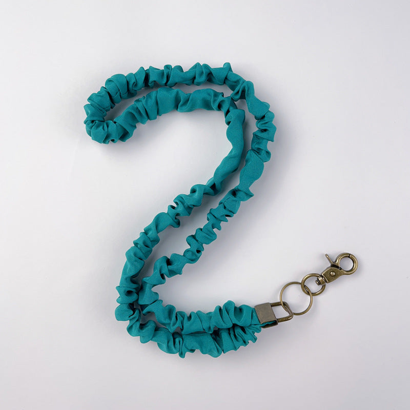 Keychain Large Elastic Polyester Wrinkle Print Hanging Ring Buckle Work Badge Phone Lanyard Chain
