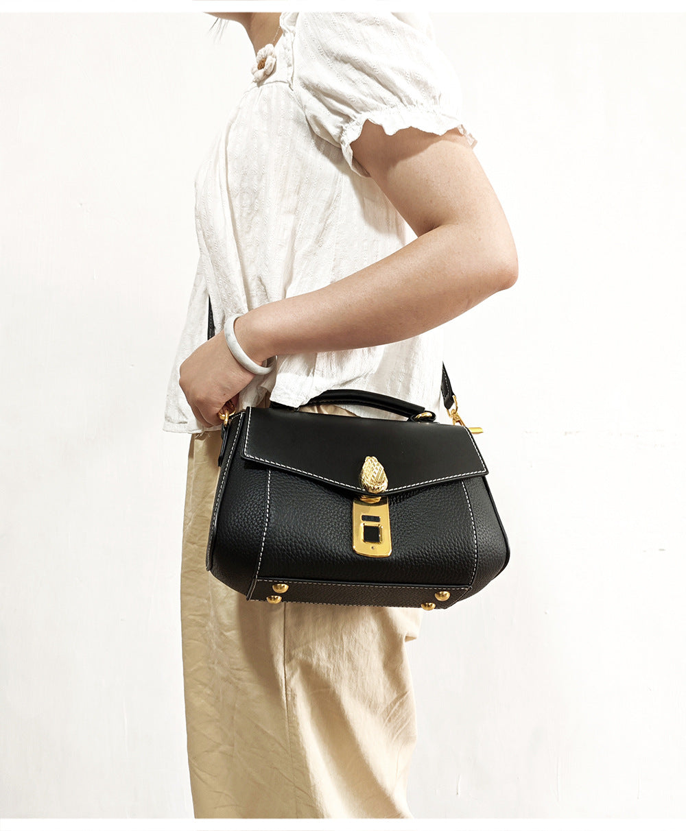 Customized Fingerprint Unlock Bag High-end Fashion Top Layer Cowhide Large Capacity Handbag Crossbody Genuine Leather Women's Bag