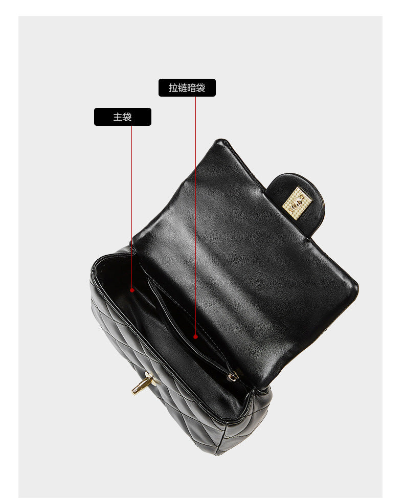 European and American Style Small Chanel-Style Quilted Chain Bag for Women, Simple Fashionable Women's Bag, Versatile Light Luxury Handbag, Shoulder Bag, Crossbody Bag, Genuine Leather