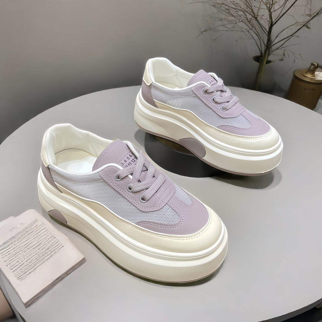 Light Luxury White Sneakers2025New summer breathable thick-soled height-increasing versatile casual lightweight sports sneakers