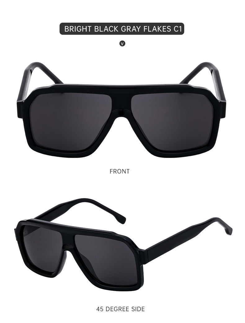 European and American Fashion Square Frame Sunglasses for Men Driving Special Propionic Acid Insert Pin Temple Sunglasses Men's Glasses shades