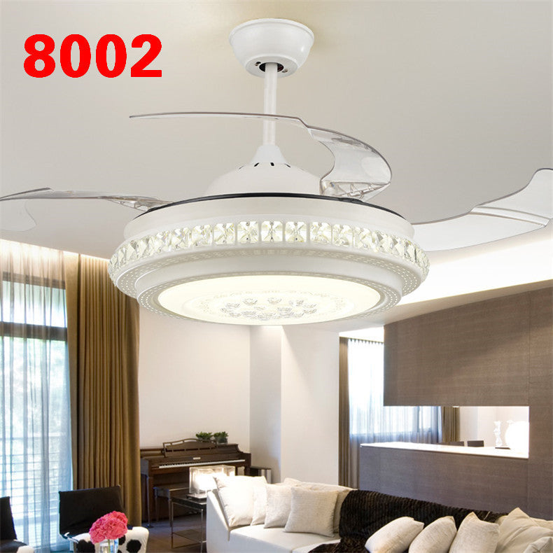 Invisible Fan Light Remote Control led Fan Chandelier Home Electric Fan Lamp scandinavian Iron Restaurant Lamp Crystal Ceiling Fan Lamp