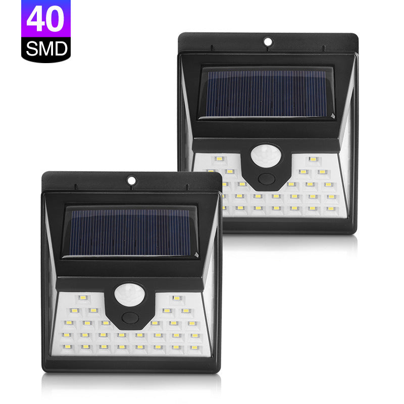 Outdoor Solar Lights40LED Human Body Sensor Wall Light Waterproof Garden Light Garden Light Three-sided Illuminated Small Street Light