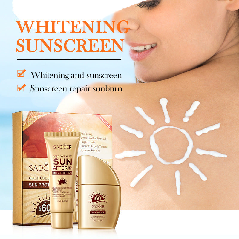 Full English Sunscreen Set SADOER Golden Collagen SPF60+Protective Suit  Wholesale