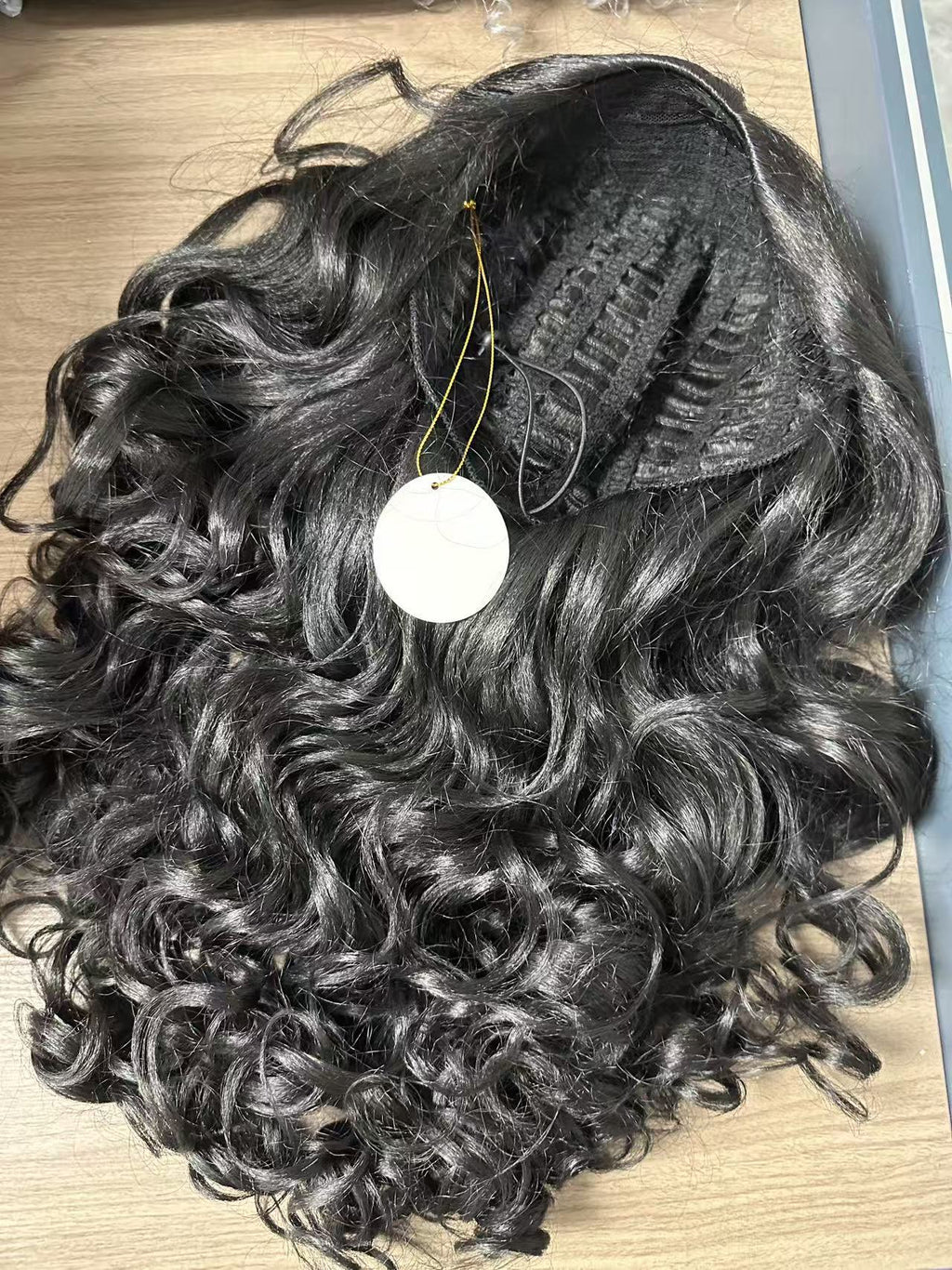 Africa Afro curly wig Synthetic Half Wig with Drawstring Full Machine-Made Glueless Wig