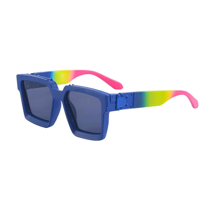 millionaire Large Square Frame Sunglasses for Women, Internet Celebrity Style, 0k Rich Driving Sun Protection Sunglasses for Men86229