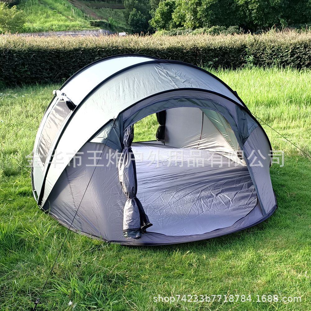 Outdoor Fully Automatic Camping Tent Sun Protection Portable Hand Throw Beach Tent5-8Military Green Boat-Shaped Tent