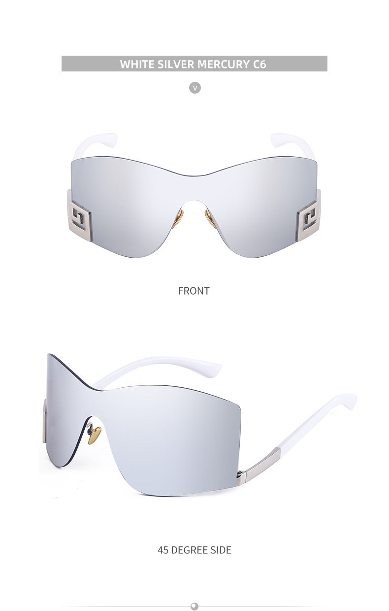 European and American Fashion Frameless Windproof Sunglasses for Women Trendy Large Frame Sunglasses Women's Glasses Wholesale sunglasses