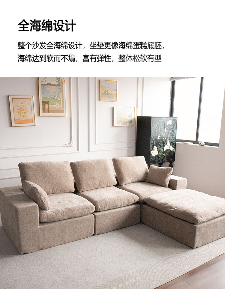 Export Fabric Sofa Module Small Apartment Living Room Two or Three Seater Straight Row Retro Compressed Sofa