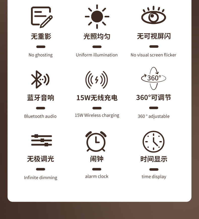 Intelligent Multifunctional Desk Lamp Student Children's Dormitory Study Eye Protection Lamp Bedroom Rechargeable Bedside Lamp Gift Wholesale