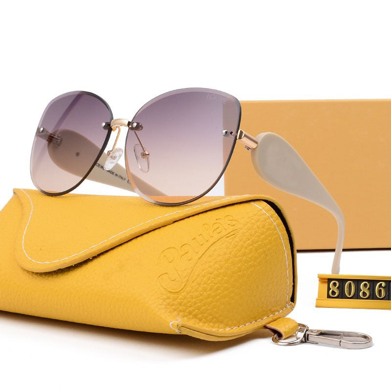 Cyberpunk Triangle Cat Eye Flat Glasses for Women Trendy High-End Round Face Slimming Hip-Hop Letter Disco Sunglasses