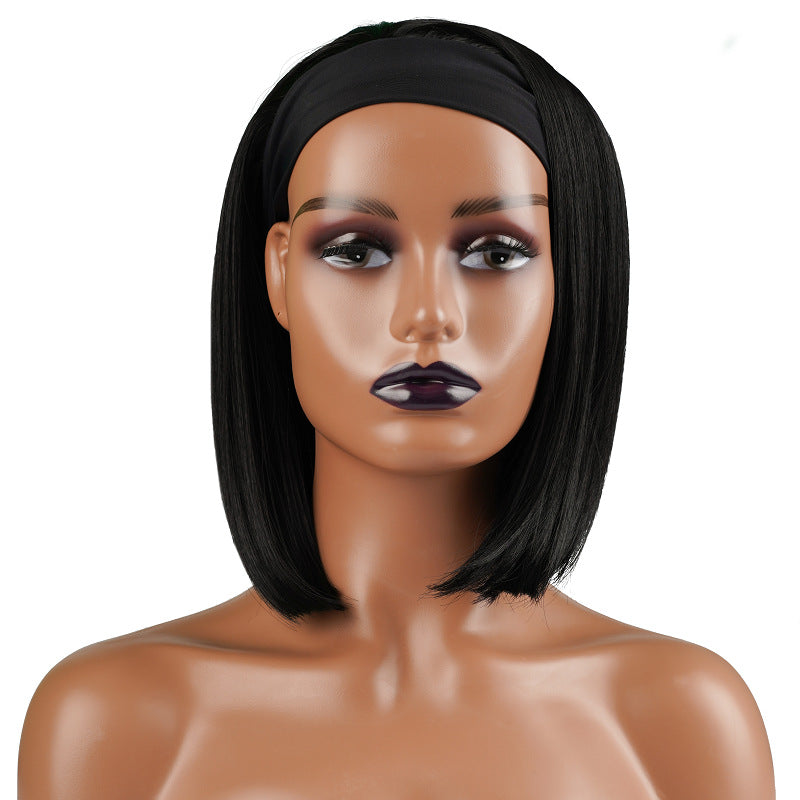European Hair Band Wig Headband Medium Short Straight Hair African Headscarf Bob Trendy Element Bangs