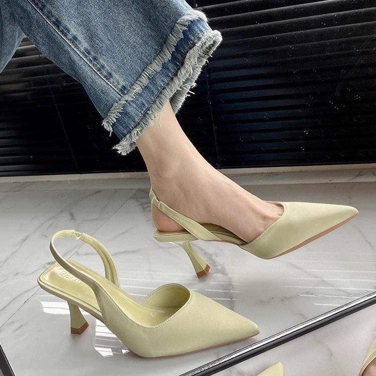 French Style Closed-Toe High Heels for Women2025New Year's New Pointed Toe Stiletto Shoes Niche Design Sense Elegant Sexy Sandals