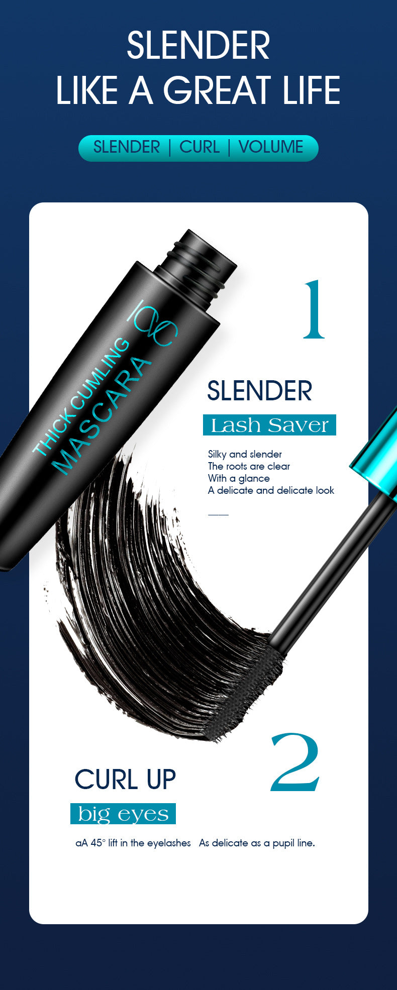 Mascara Waterproof Non-Smudge Lengthening Thick Curling Eyelash Version European Daily Use Makeup