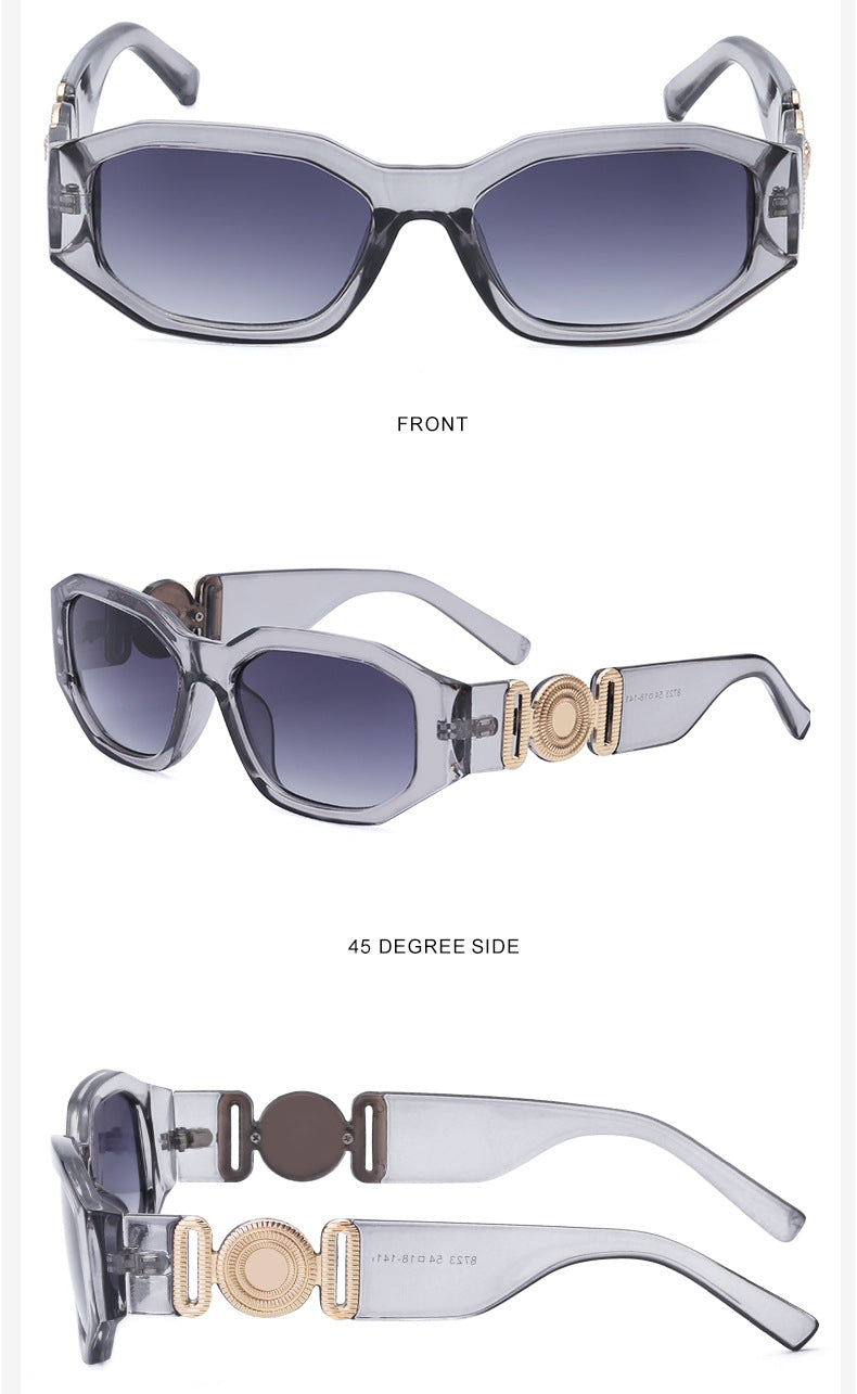 2025New Small Square Frame Sunglasses European and American Trendy Head-Shaped Polygonal Glasses Small Frame Sunglasses for Men