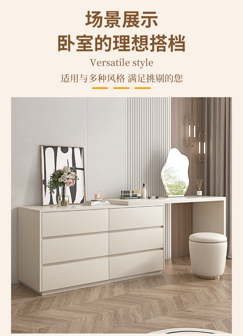 Solid Wood Dressing Table Bedroom Chest of Drawers Integrated Makeup Mirror Dressing Table Storage Cabinet Light Luxury Extendable Makeup Desk