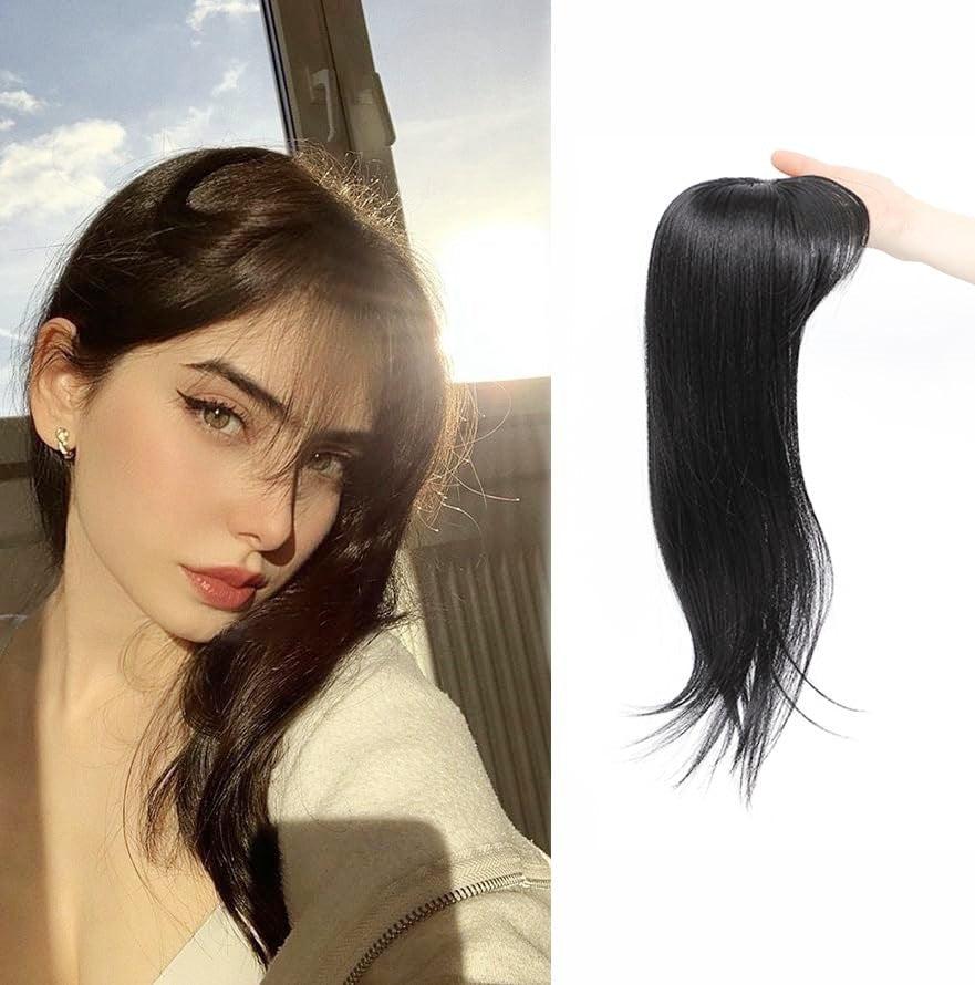 Replacement Hairpiece Top Export Synthetic Hair Scalp Hair Block Eight-Character Bangs Long Curly Hair Women's Seamless Hair Block