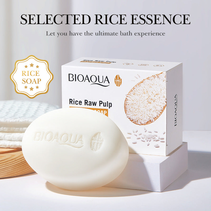 Full English Rice Soap BIOAOUA Cleansing and Bathing Deep Cleansing Handmade Essential Oil Soap  Foreign Trade Wholesale
