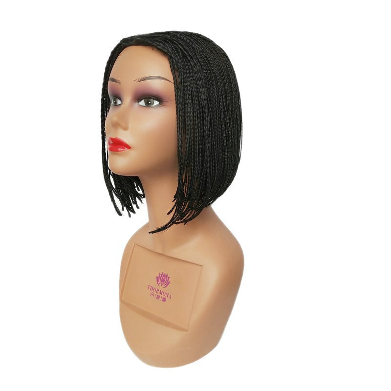 New European and American Style Small Braided Wig Women's Small Curly Synthetic Hair Cap African Dreadlocks Popular Short Hair Wholesale